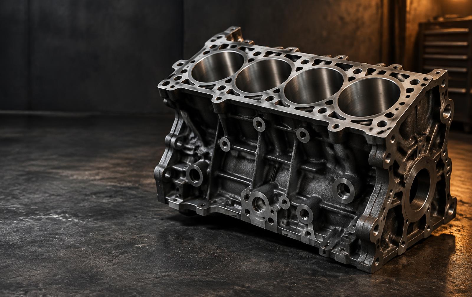 Illustratives Motiv eines präzise bearbeiteten Motorblocks